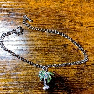Silver Tone Palm Tree Anklet